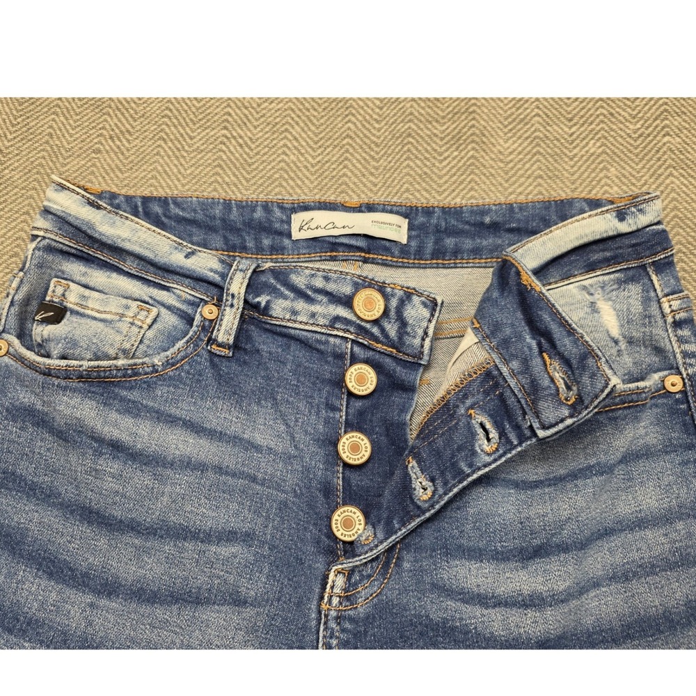 KanCan Maurices Womens High Rise Skinny Jeans Medium Wash Distressed Button‎ Fly - Picture 4 of 10